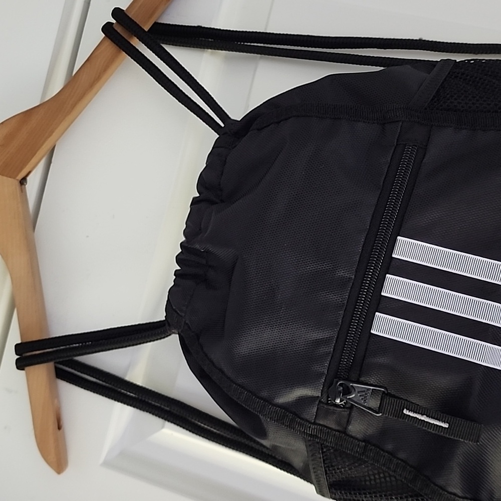 Adidas Black/White Nylon String Backpack! - image 2